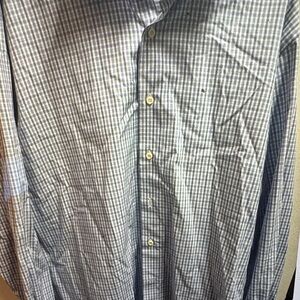 David Donahue Men's Blue Checkered Shirt size 17.5/ NWOT A53